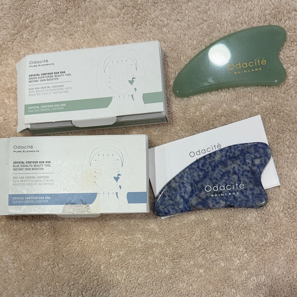Odacité Skincare Gua Sha Set - blue and green bundle
